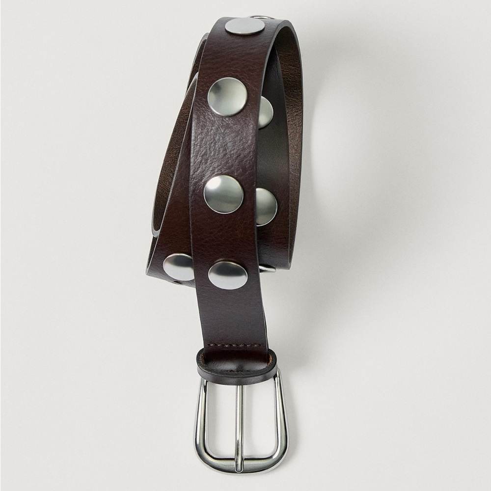 Massimo Dutti Studed Nappa Leather Belt - Size S